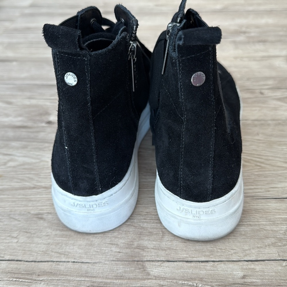 J/SLIDES Norris High Top Leather Platform Sneaker in Black - Picture 6 of 9